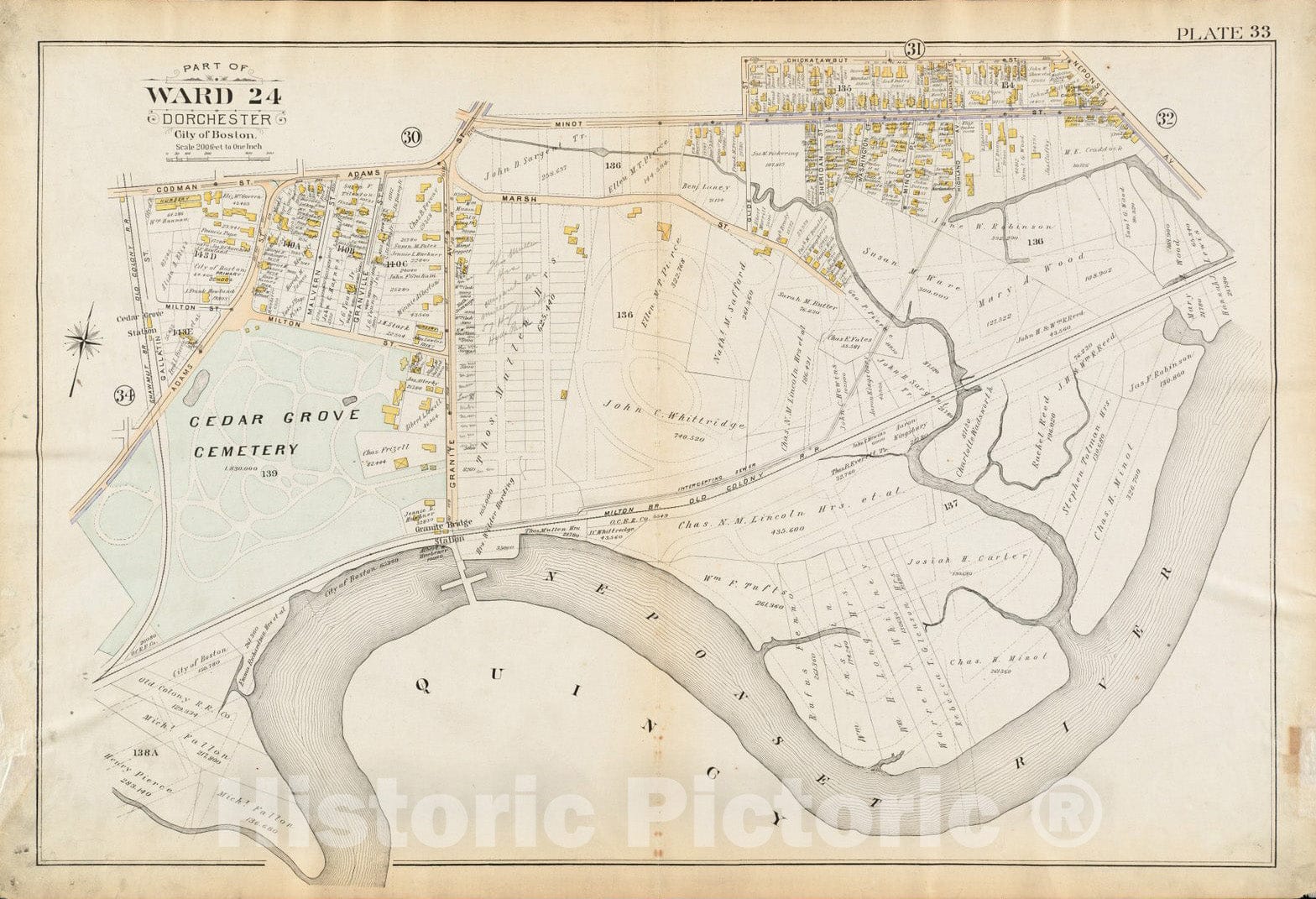 Historical Map, 1894 Atlas of the city of Boston : Dorchester, Mass. : plate 33, Vintage Wall Art