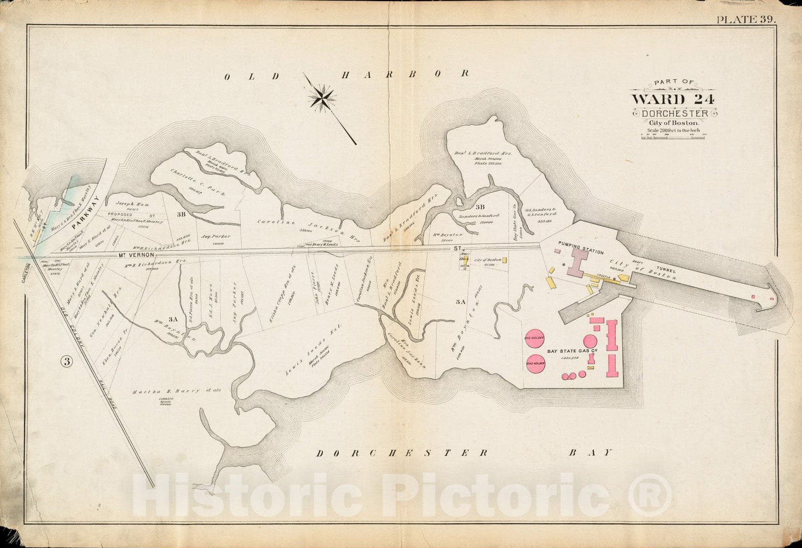 Historical Map, 1894 Atlas of The City of Boston : Dorchester, Mass. : Plate 39, Vintage Wall Art