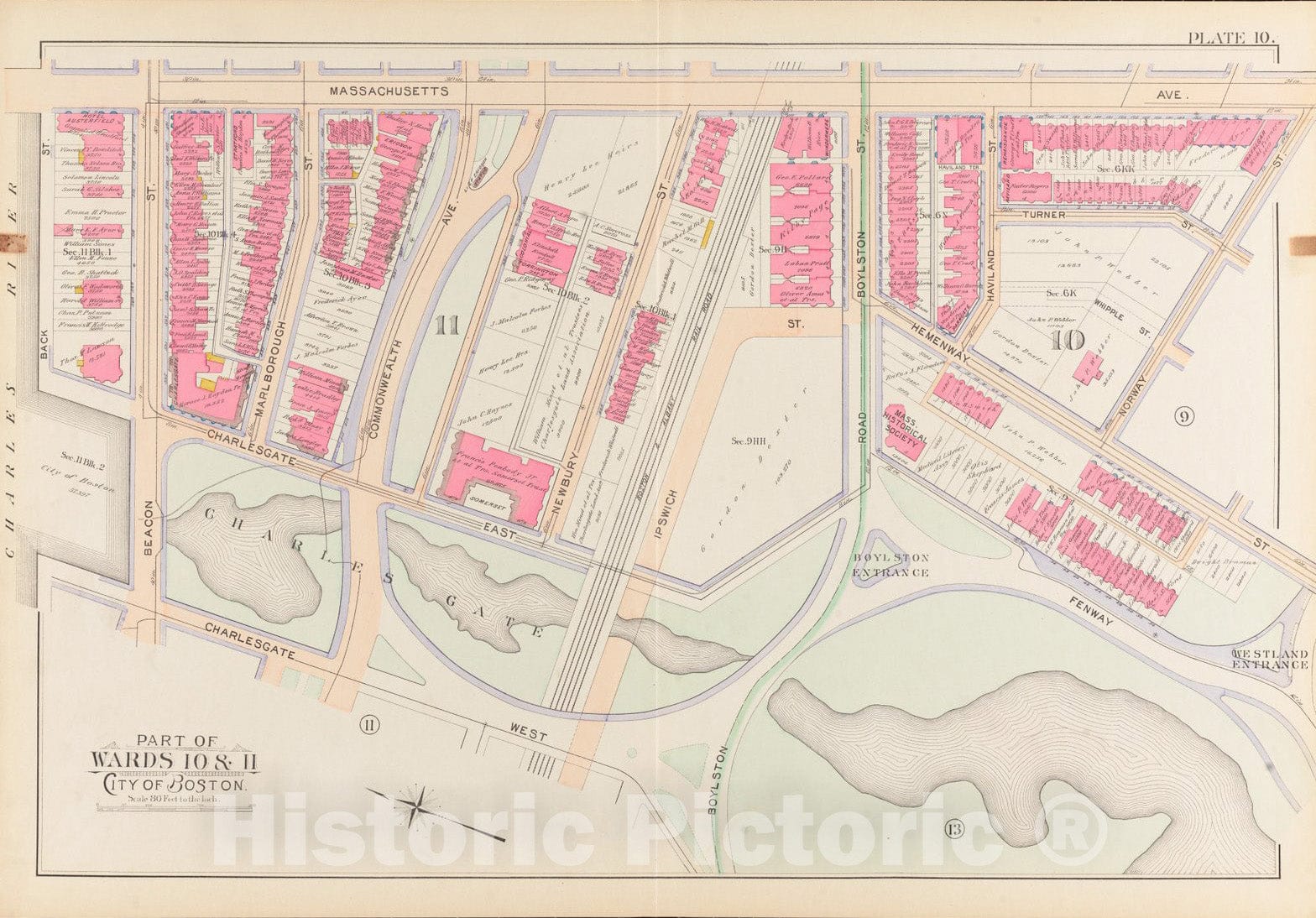Historical Map, 1899 Atlas of The City of Boston, Roxbury : Plate 10, Vintage Wall Art