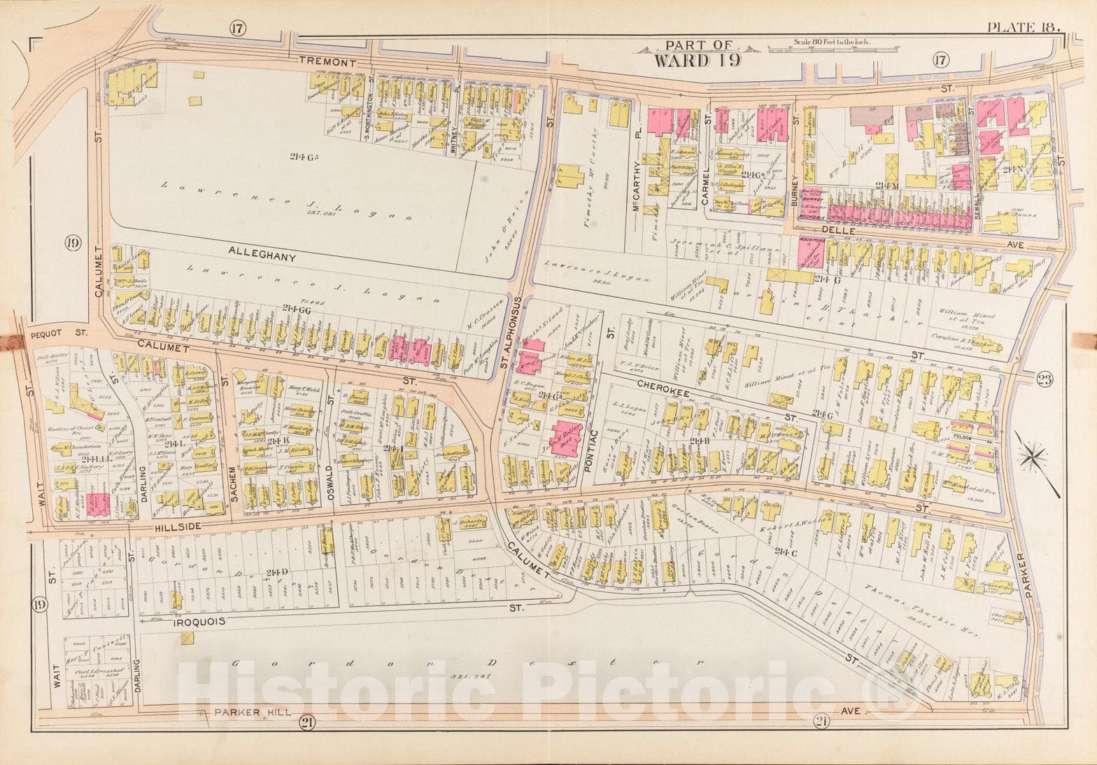 Historical Map, 1899 Atlas of The City of Boston, Roxbury : Plate 18, Vintage Wall Art