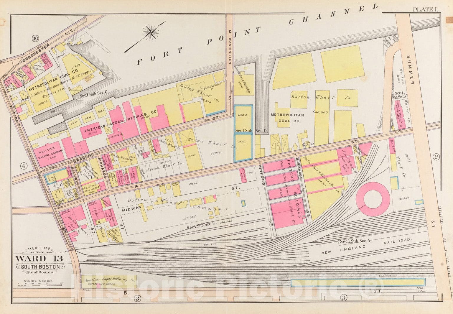 Historical Map, 1899 Atlas of The City of Boston, South Boston : Plate 1, Vintage Wall Art