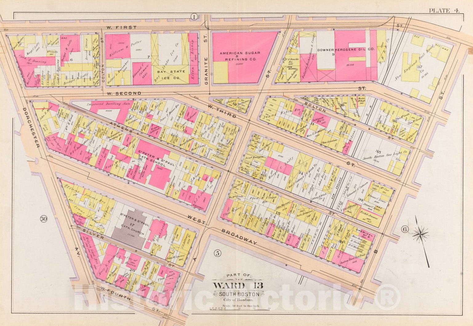 Historical Map, 1899 Atlas of The City of Boston, South Boston : Plate 4, Vintage Wall Art