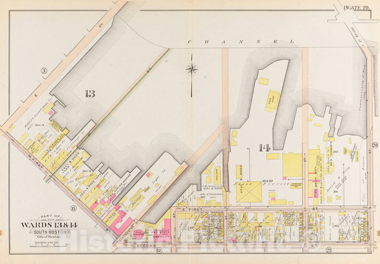 Historical Map, 1899 Atlas of The City of Boston, South Boston : Plate 29, Vintage Wall Art