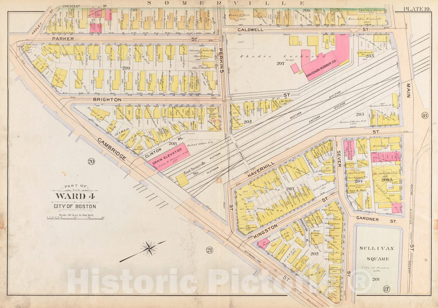 Historical Map, 1901 Atlas of The City of Boston, Charlestown : Plate 19, Vintage Wall Art