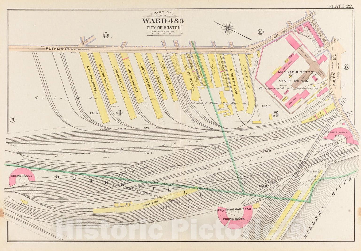Historical Map, 1901 Atlas of the city of Boston, Charlestown : plate 22, Vintage Wall Art