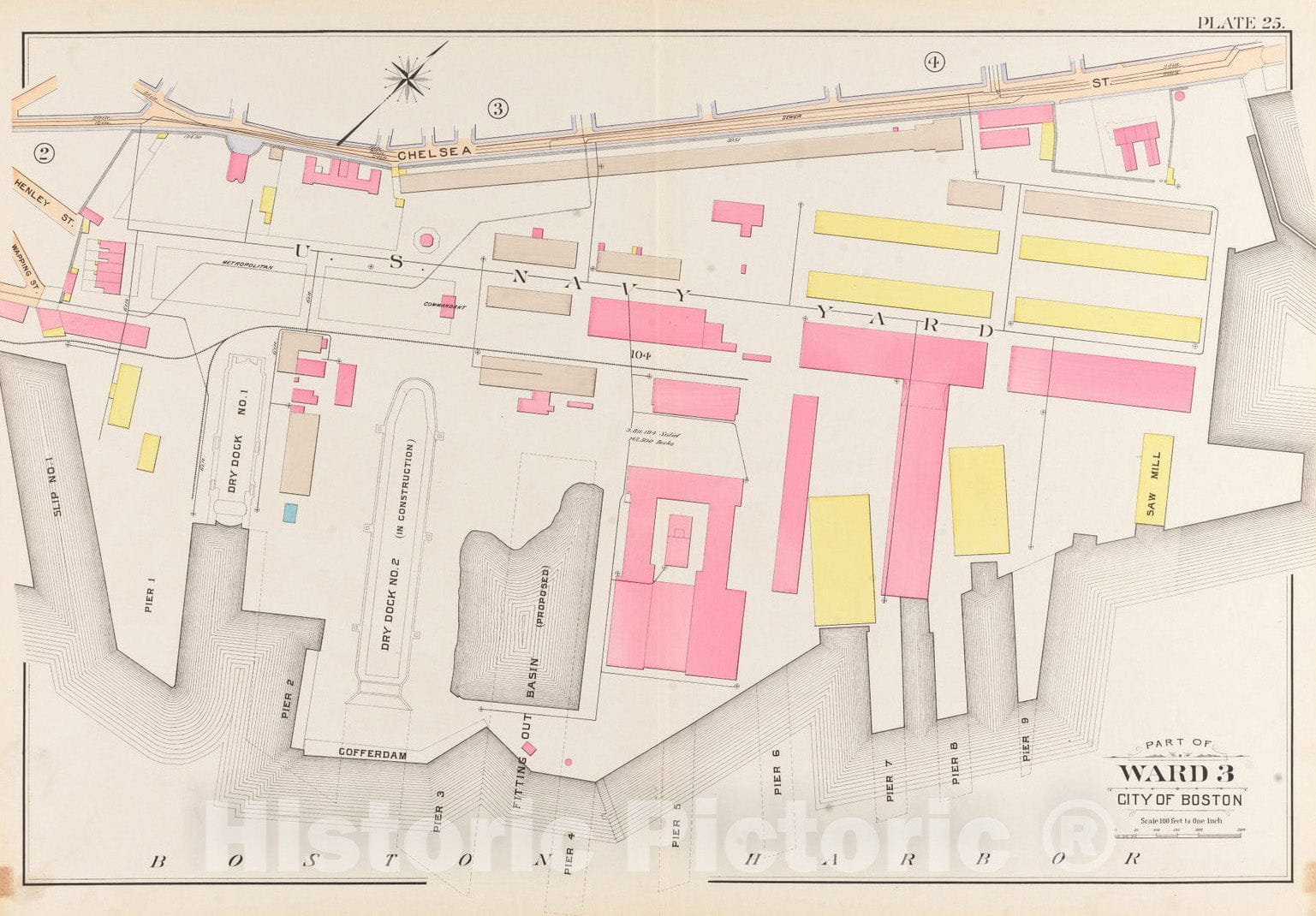 Historical Map, 1901 Atlas of The City of Boston, Charlestown : Plate 25, Vintage Wall Art