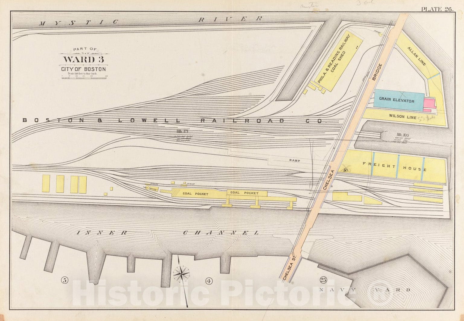 Historical Map, 1901 Atlas of The City of Boston, Charlestown : Plate 26, Vintage Wall Art