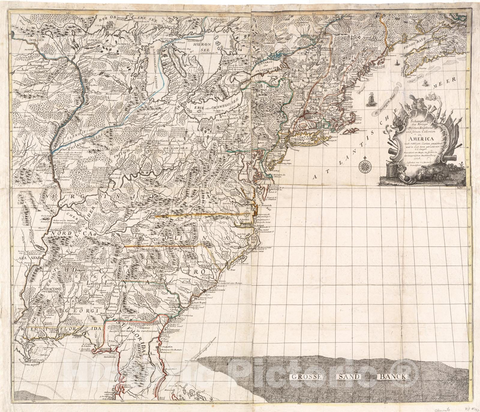 Historical Map, 1776 Schauplatz des Kriegs zwischen Engelland und seinen Collonien in America, Vintage Wall Art