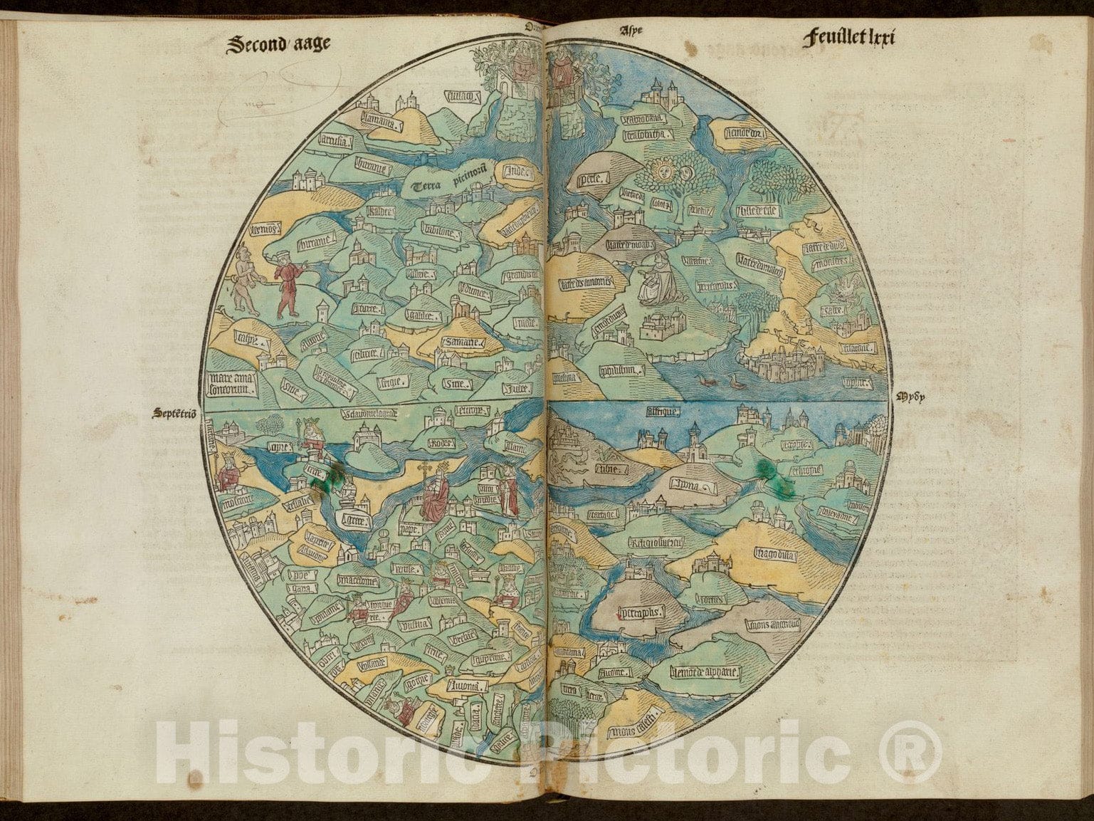 Historical Map, 1488-1489 Circular world Historical Map, Vintage Wall Art