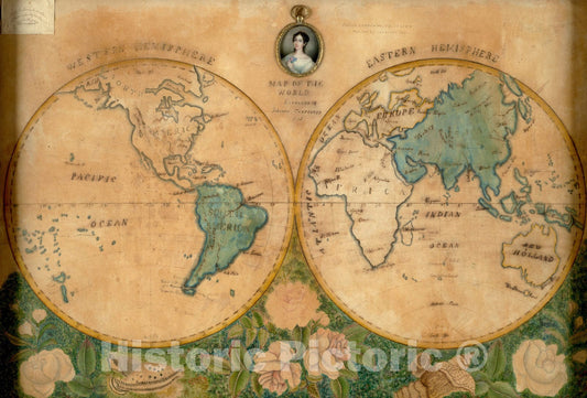 Historical Map, 1825 Map of The World, Vintage Wall Art