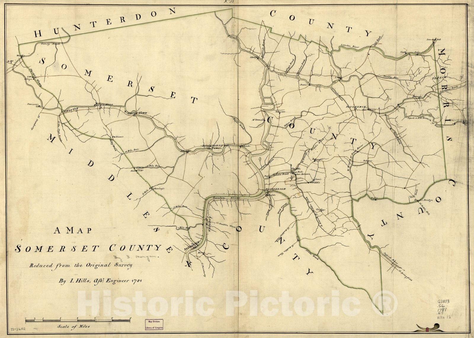 Historical Map, 1781 A Historical Map, Somerset County, Vintage Wall Art