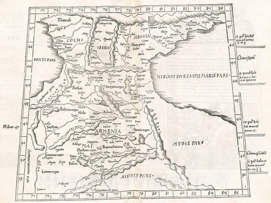 Historical Map, 1525 Tabula III Asiae, Vintage Wall Art