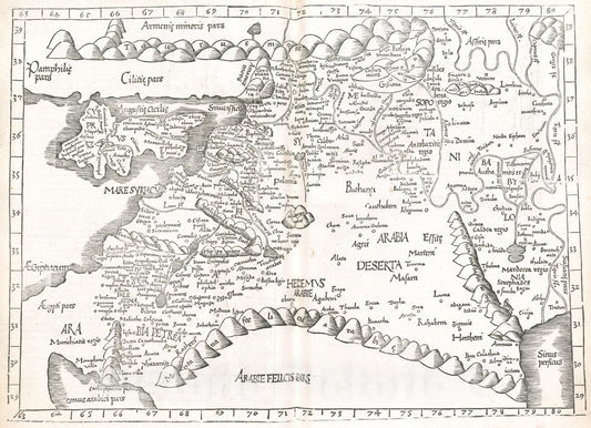 Historical Map, 1525 Tabula IIII Asiae, Vintage Wall Art