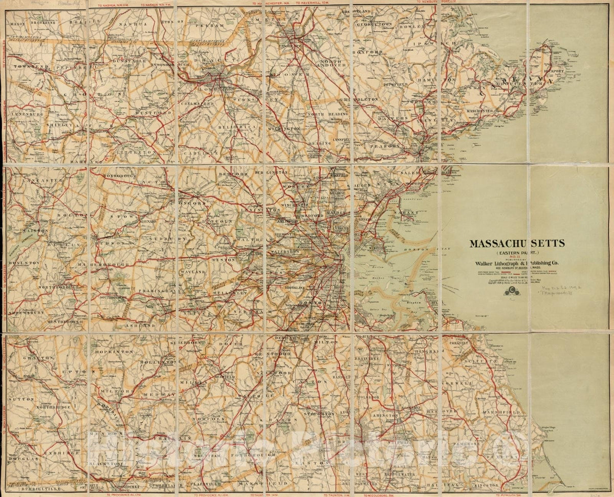 Historical Map, ca. 1909 Massachusetts : eastern part, no.11, Vintage Wall Art