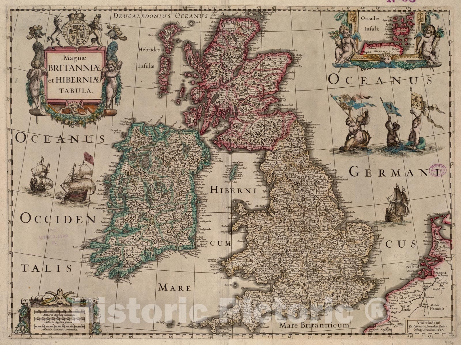 Historical Map, 1617 Magnae Britanniae et Hiberniae Tabula, Vintage Wall Art