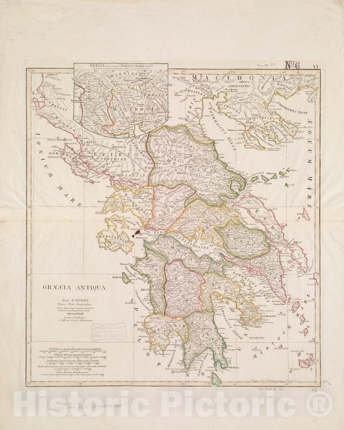 Historical Map, 1783 Graeciae antiquae, Vintage Wall Art