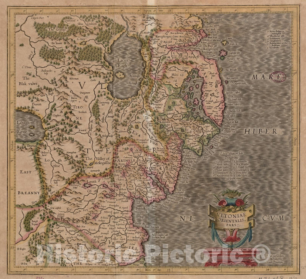 Historical Map, 1628-1633 Vltoniae orientalis : pars, Vintage Wall Art