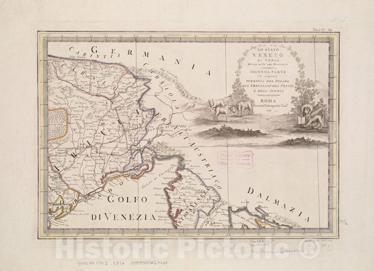 Historical Map, 1792 Lo Stato Veneto da Terra diviso Nelle sue provincie : seconda Parte Che comprede porzioni del Dogado del Trevisano del Friuli e dell' Istria, Vintage Wall Art