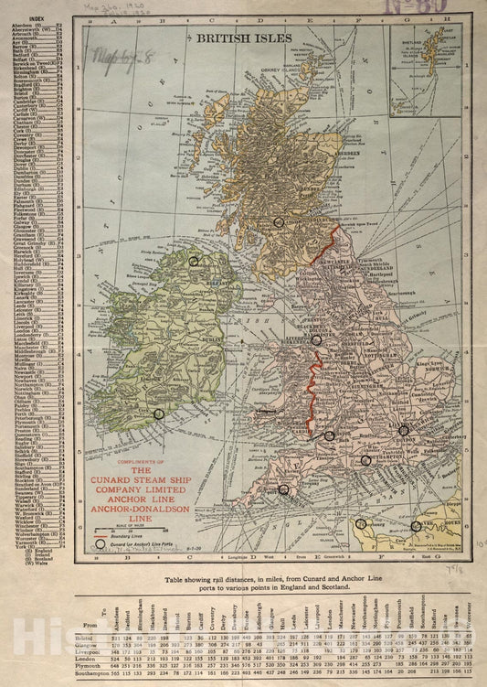 Historical Map, 1920 British Isles, Vintage Wall Art