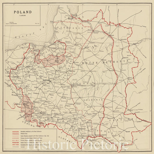 Historical Map, 1920 Poland, Vintage Wall Art