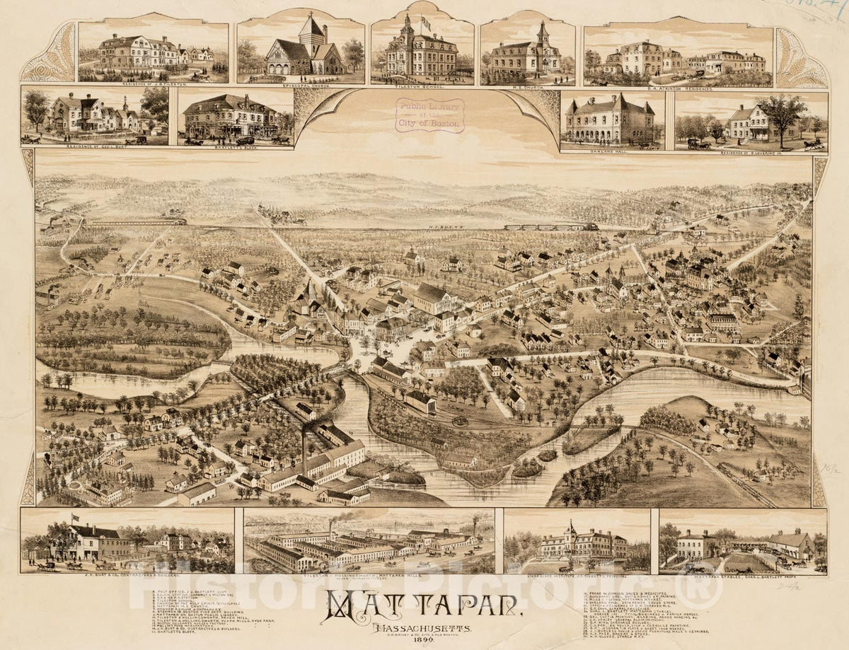 Historical Map, Mattapan, Massachusetts, 1890, Vintage Wall Art