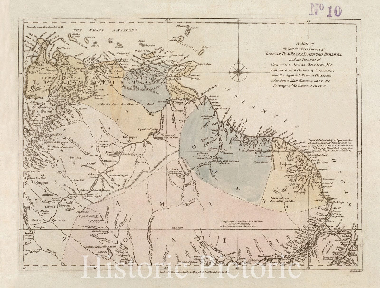 Historical Map, 1781 A map of The Dutch settlements of Surinam, Demerary, Issequibo, Berbices, and The Islands of Curassoa, Aruba, Bonaire, et Cetera, Vintage Wall Art