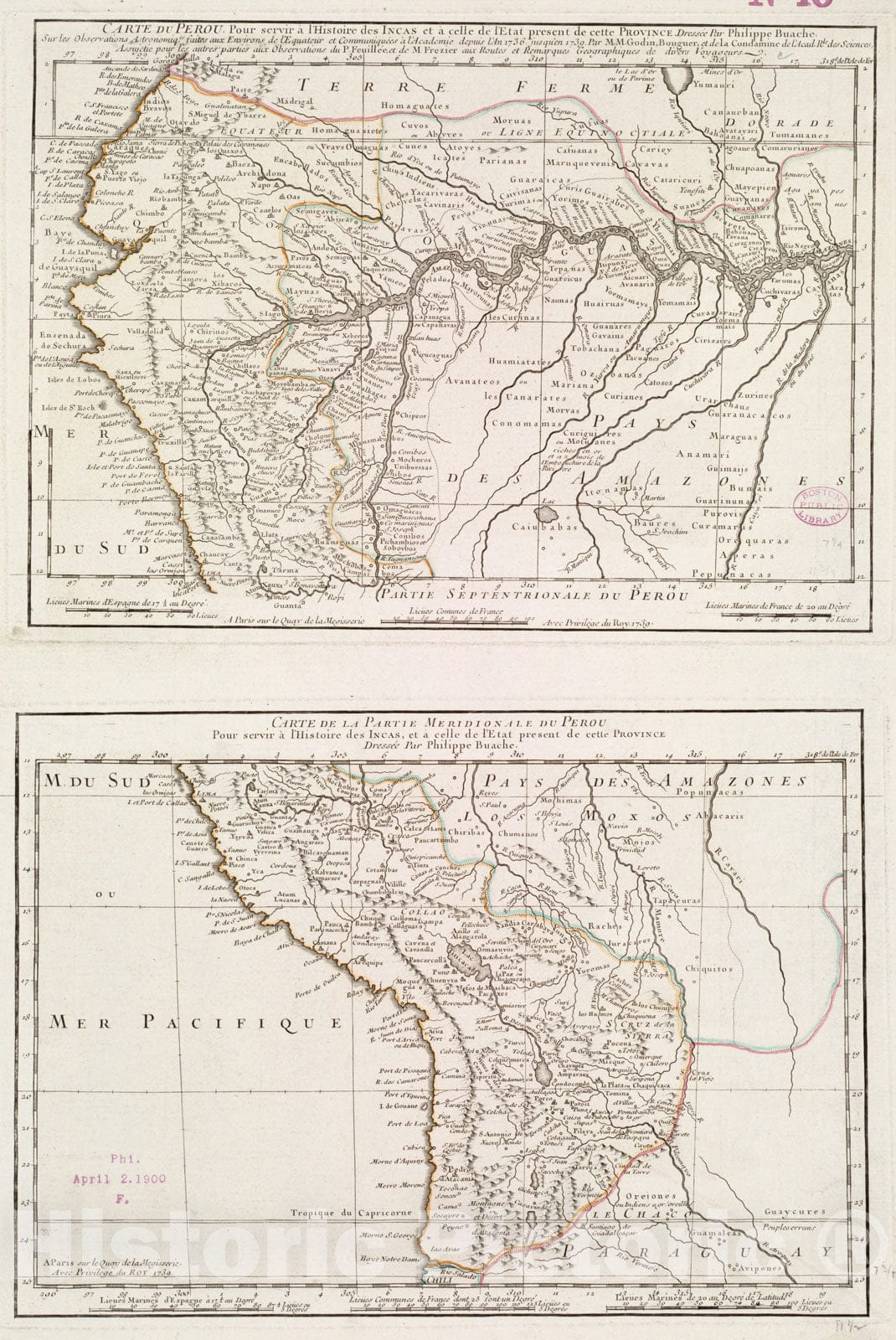 Historical Map, 1739 Carte du Perou, pour servir a l'histoire des Incas et a celle de l'etat present de cette province, Vintage Wall Art