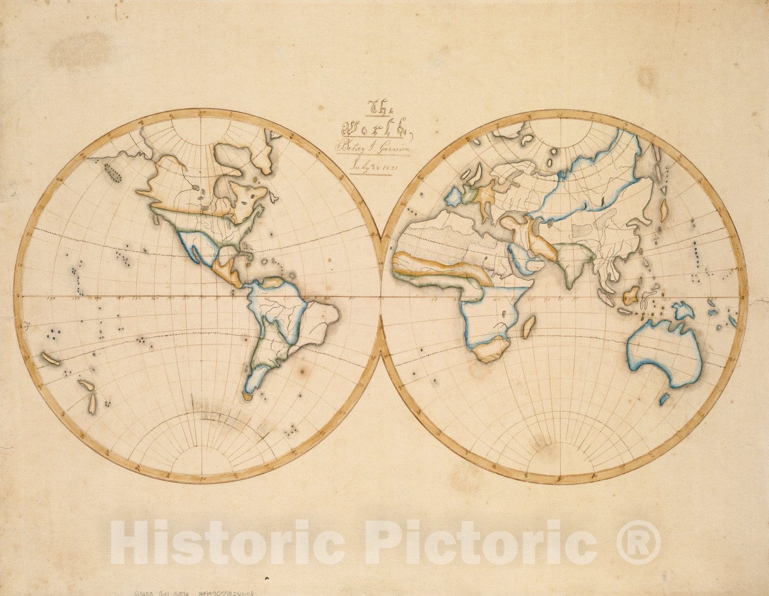 Historical Map, ca. 1821 The World, Vintage Wall Art