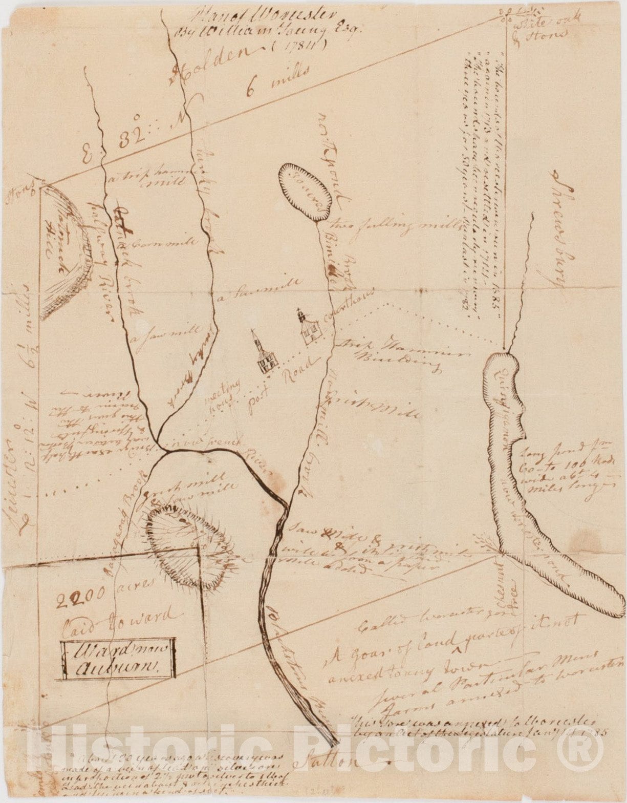 Historical Map, 1784 Plan of Worcester, Vintage Wall Art