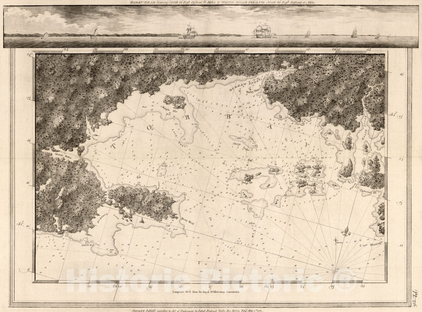 Historical Map, 1781 [Torbay], Vintage Wall Art