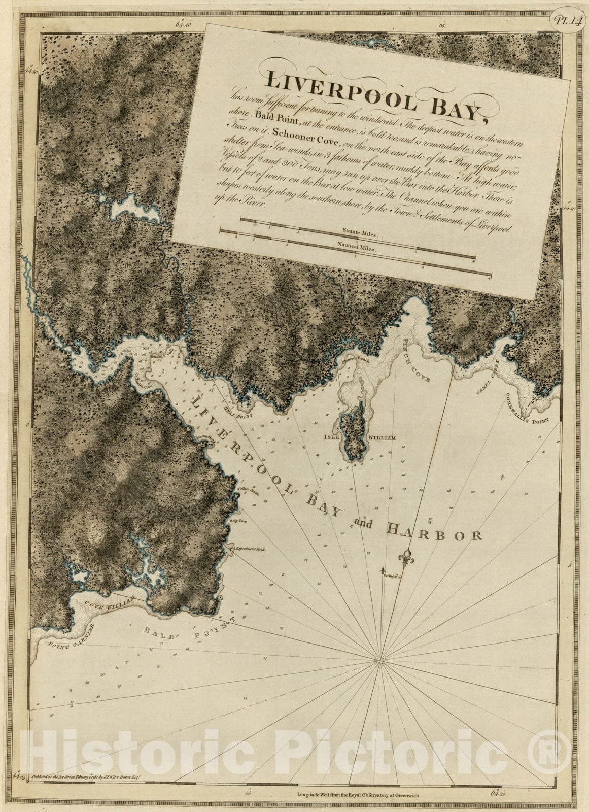 Historical Map, 1781 Liverpool Bay, Vintage Wall Art