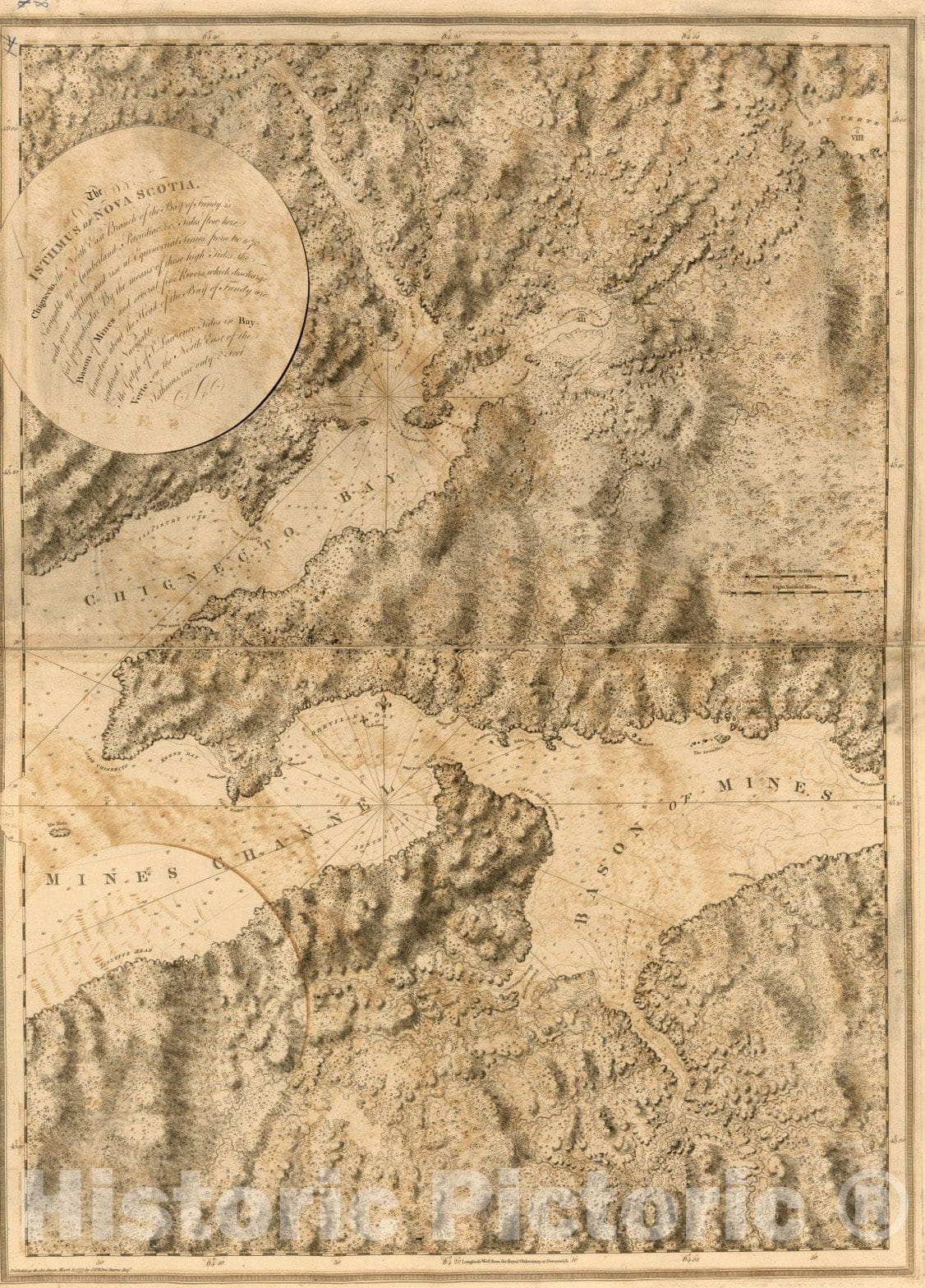 Historical Map, 1777 The Isthmus of Nova Scotia, Vintage Wall Art