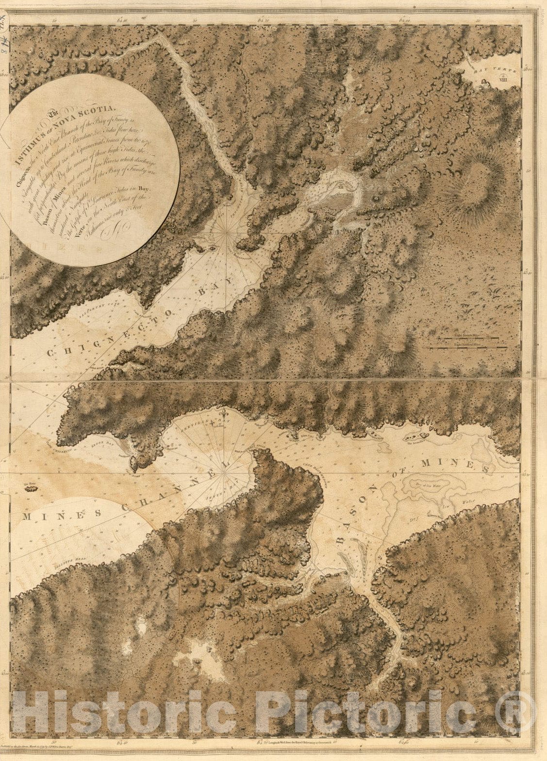 Historical Map, 1779 The isthmus of Nova Scotia, Vintage Wall Art
