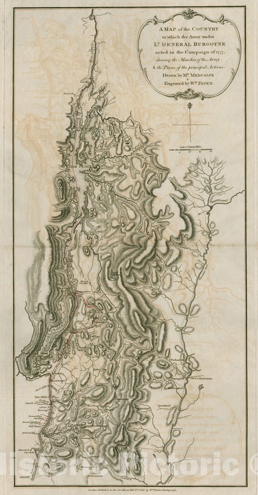 Historical Map, A map of the country in which the army under Lt. General Burgoyne acted in the campaign of 1777, Vintage Wall Art