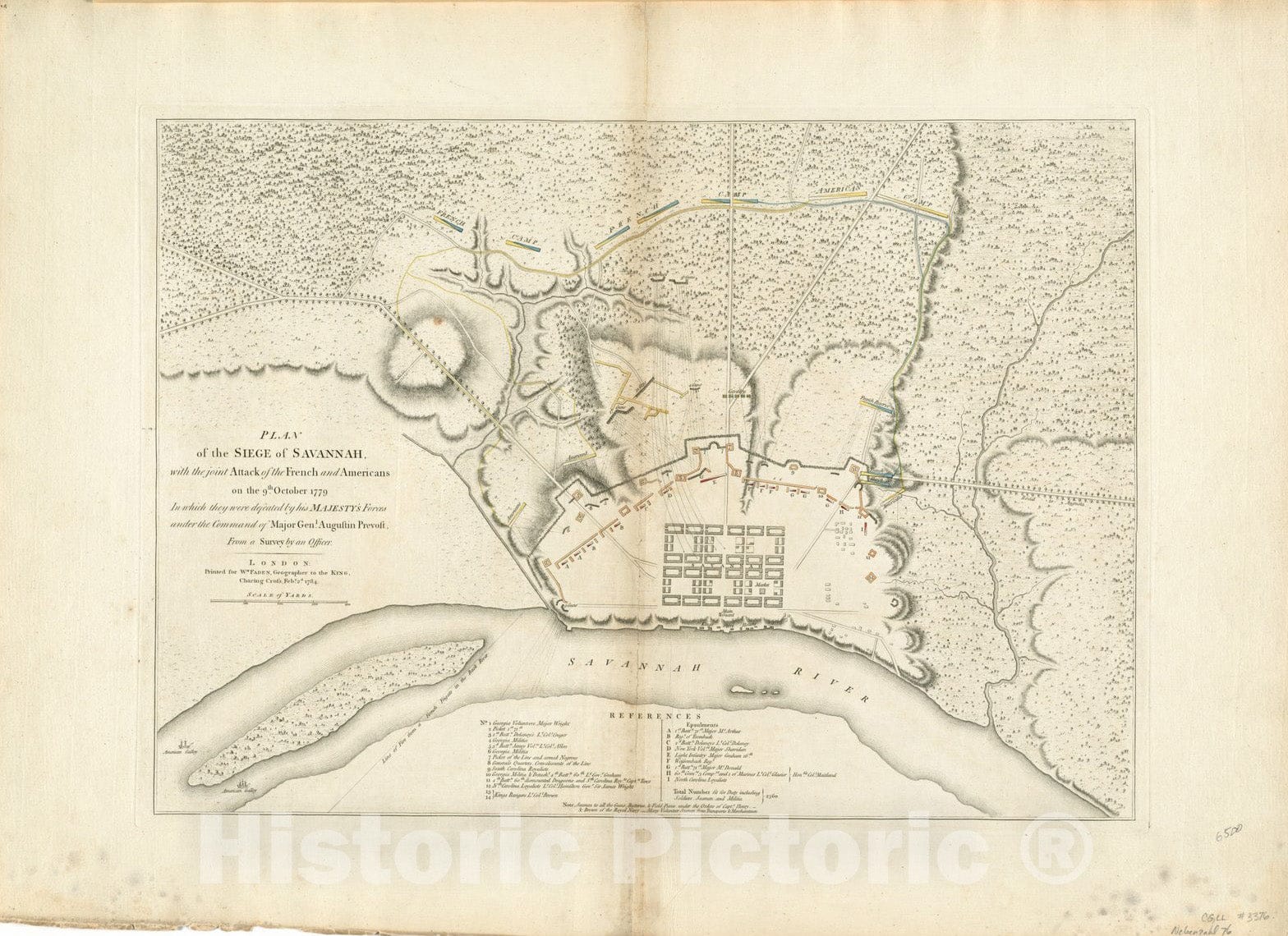 Historical Map, Plan of the siege of Savannah : with the joint attack of the French and Americans on the 9th October 1779 : in which they were defeated by his Majesty, Vintage Wall Art