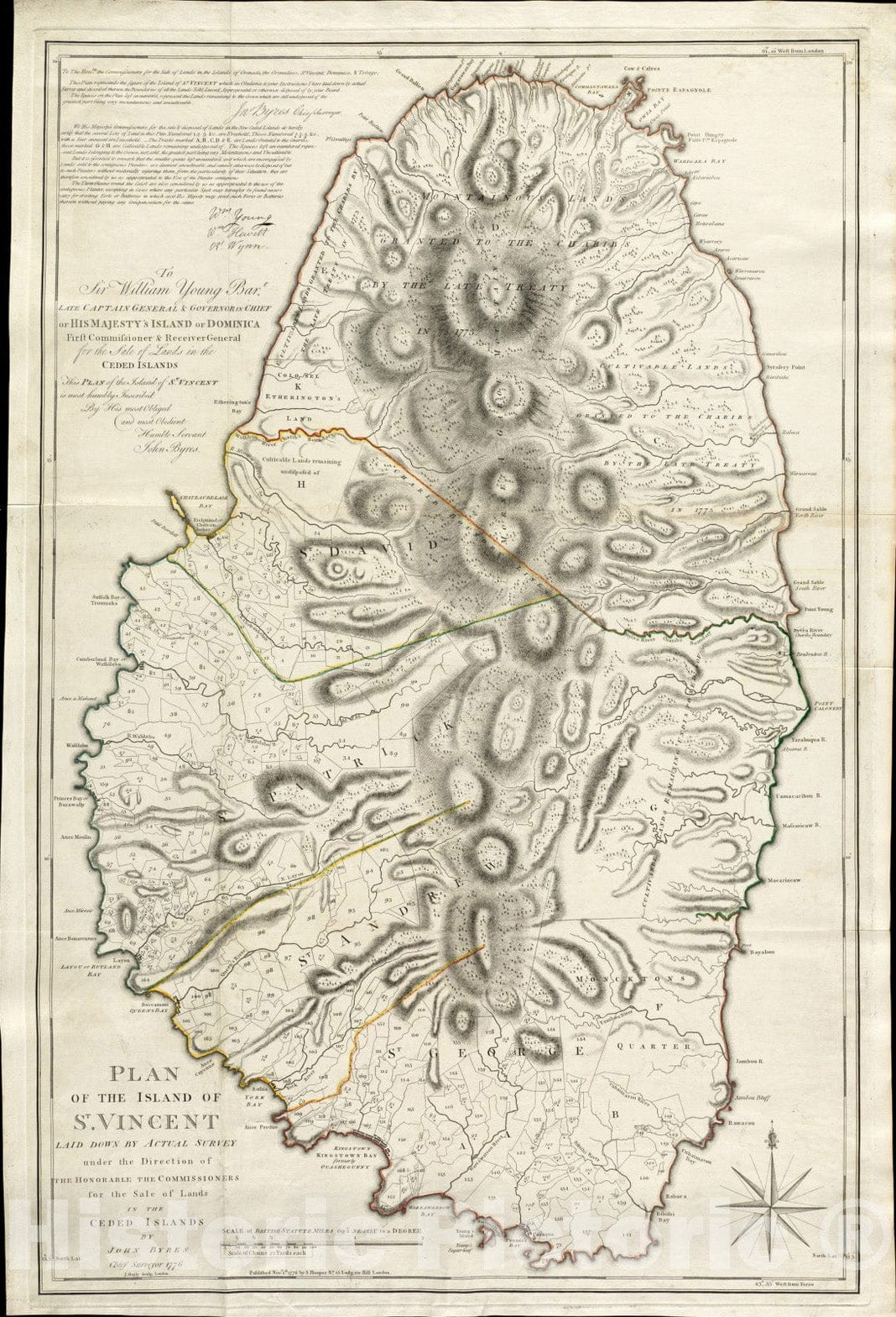 Historical Map, 1776 Plan of the island of St. Vincent laid down by actual survey, Vintage Wall Art