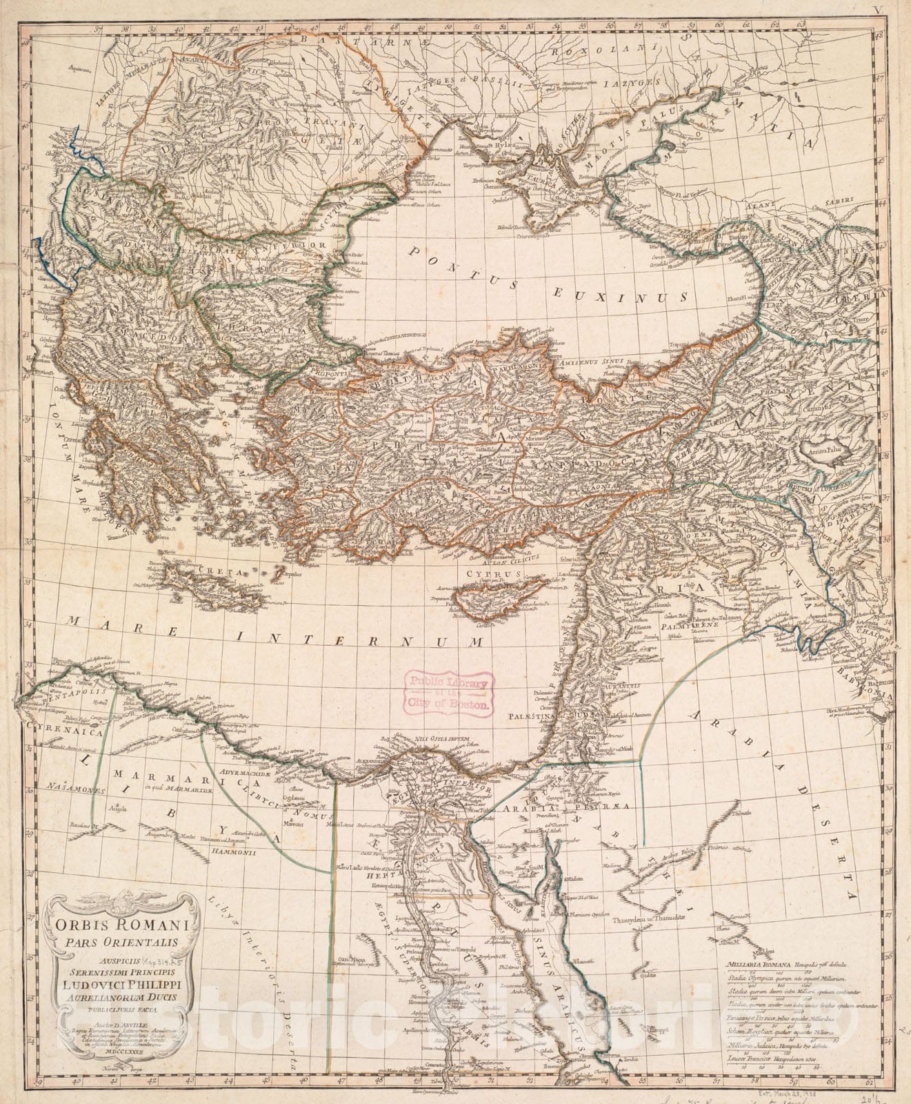 Historical Map, 1782 Orbis Romani pars orientalis : auspiciis serenissimi principis Ludovici Philippi Aurelianorum ducis publici juris facta, Vintage Wall Art