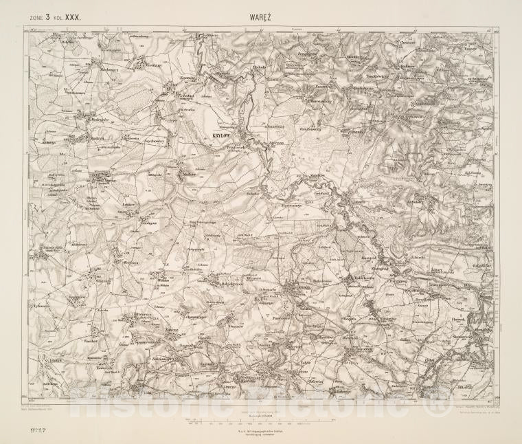 Historic 1909 Map - Warez. Austro-Hungarian Monarchy. Militargeographisches Institut - Vintage Wall Art