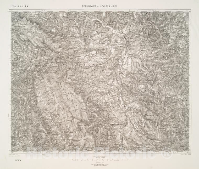 Historic 1894 Map - Kronstadt A.D. Wilden Adler. - Vintage Wall Art