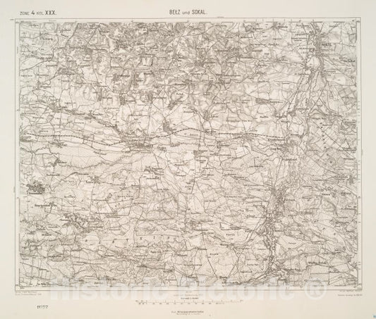 Historic 1911 Map - Belz Und Sokal. - Vintage Wall Art