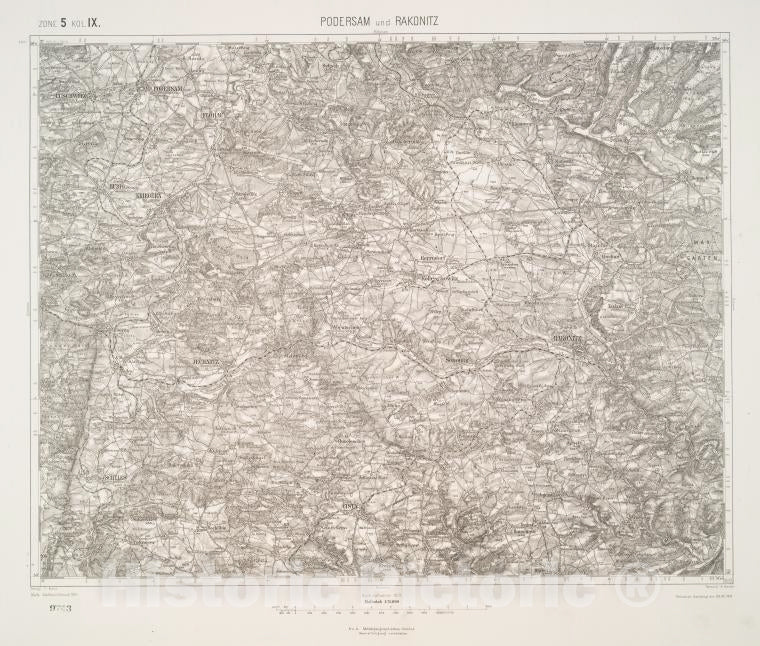 Historic 1911 Map - Podersam Und Rakonitz. - Vintage Wall Art