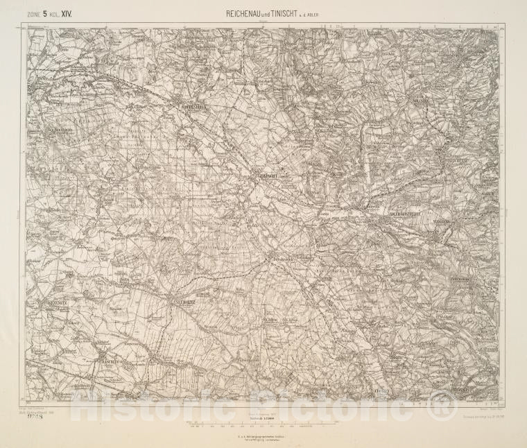 Historic 1911 Map - Reichenau Und Tinischt A.D. Adler. - Vintage Wall Art