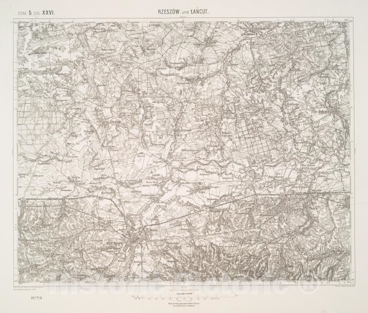 Historic 1900 Map - Rzeszow Und Lancut. - Vintage Wall Art