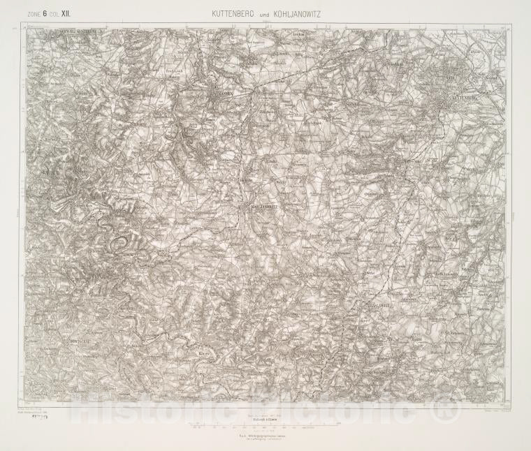 Historic 1894 Map - Kuttenberg Und Kohljanowitz. - Vintage Wall Art