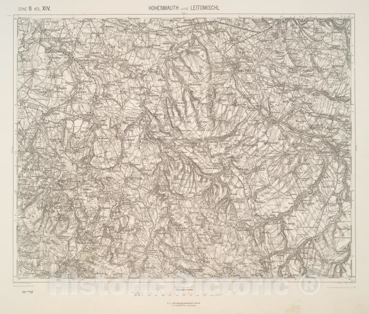 Historic 1910 Map - Hohenmauth Und Leitomischl. - Vintage Wall Art