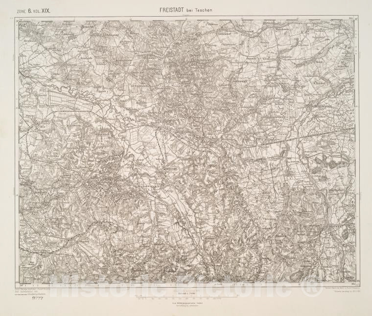 Historic 1912 Map - Freistadt Bei Teschen. - Vintage Wall Art