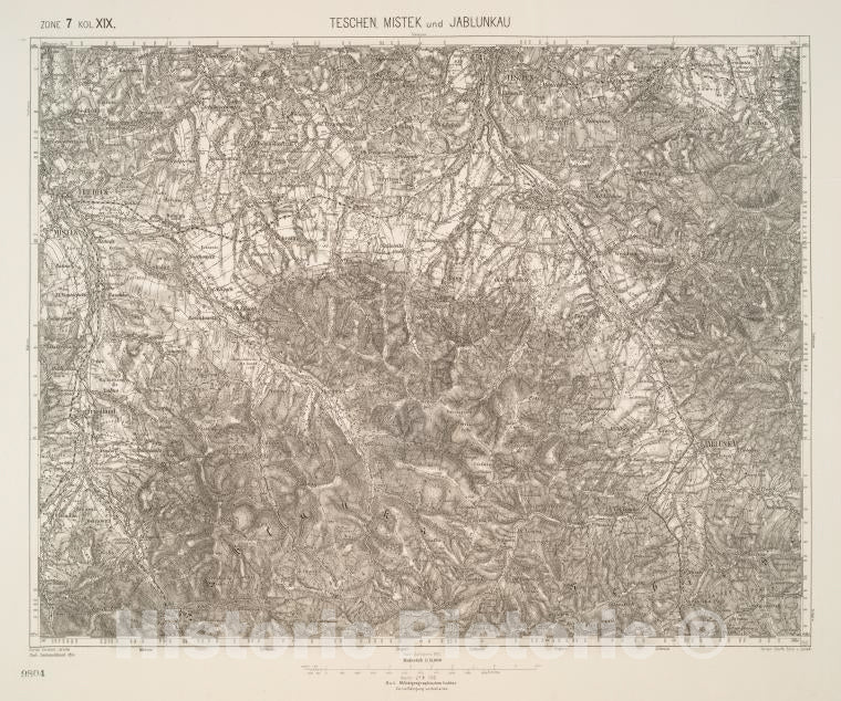Historic 1894 Map - Teschen, Mistek Und Jablunkau. - Vintage Wall Art