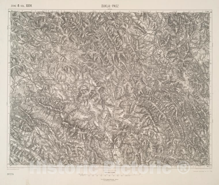 Historic 1910 Map - Dukla-Pasz (Galizien). - Vintage Wall Art