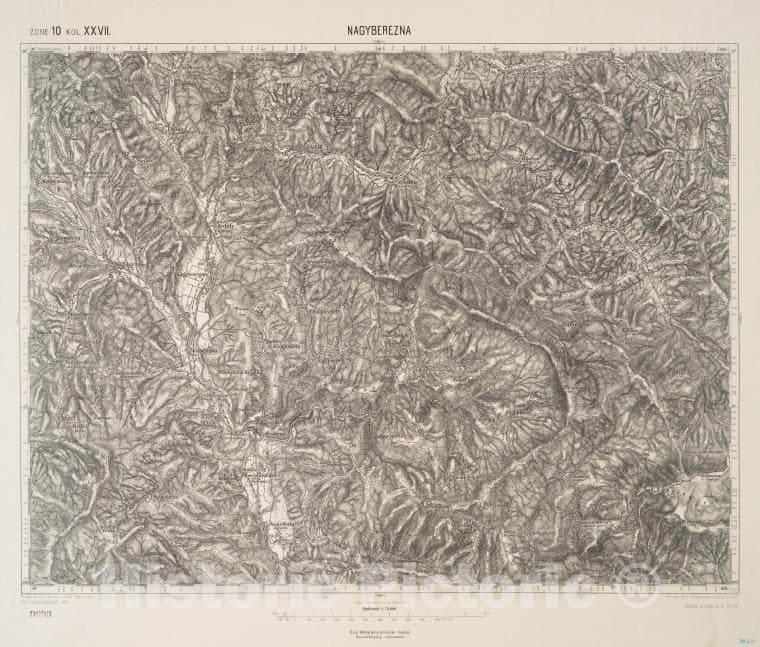 Historic 1910 Map - Nagyberezna. - Vintage Wall Art