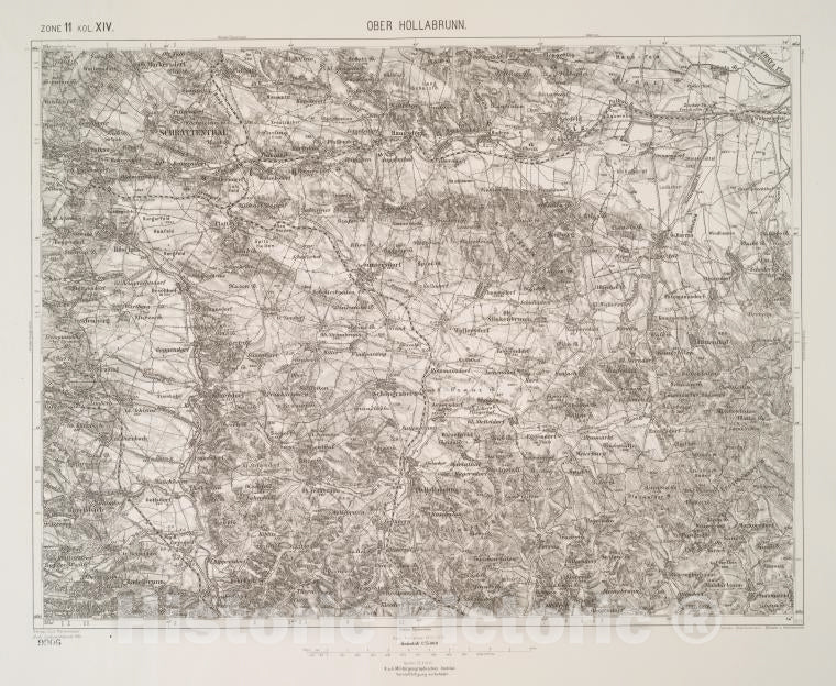 Historic 1910 Map - Ober Hallabrunn. - Vintage Wall Art